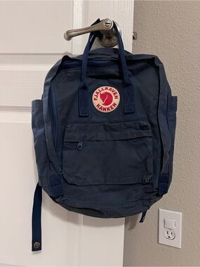 Fjallraven Kanken Backpack in Navy with Red Logo